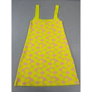 Zara Small Knit Dress Yellow Pink Floral Sleeveless Mini dress retro 60s 70s‎